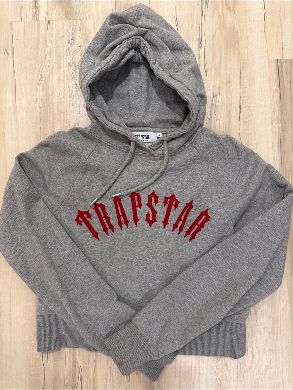 TRAPSTAR women’s crop Gray Hoodie with Logo